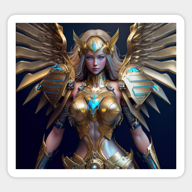 Valkyrie Warrior in Gold Sticker by AICreateWorlds